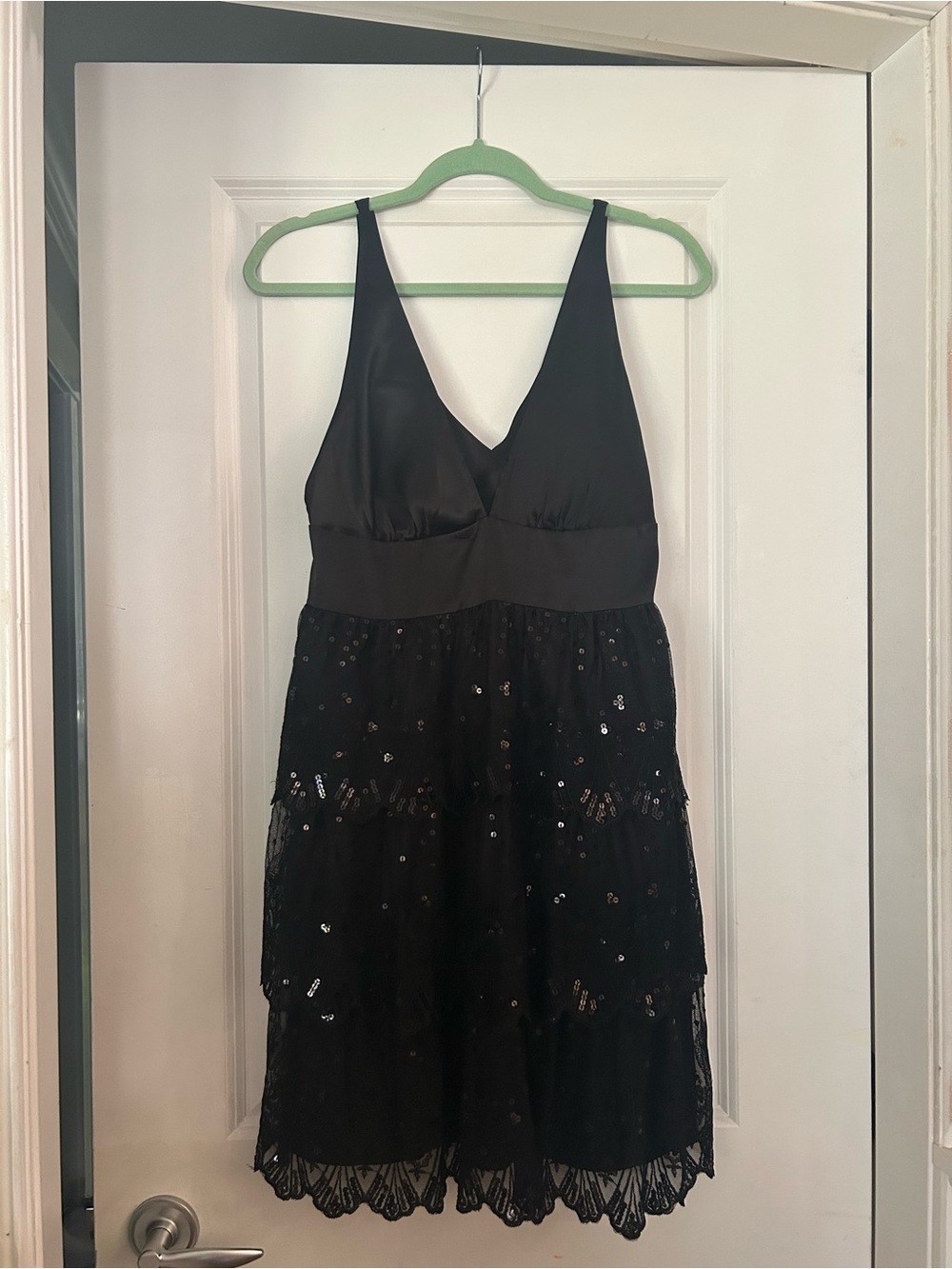 Guess Black Sequin V-Neck Mini Dress